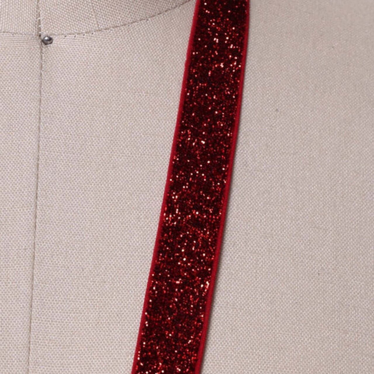2 Yards Red Glitter Elastic Trim 5/8" Scarlet Stretch for Headbands & Masks